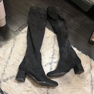 Zara suede over the knee boot with block heel size 37